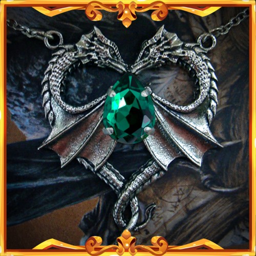 Collier "Coeur de Dragon" Emeraude