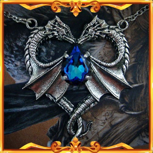 Collier "Coeur de Dragon" Bleu Nuit