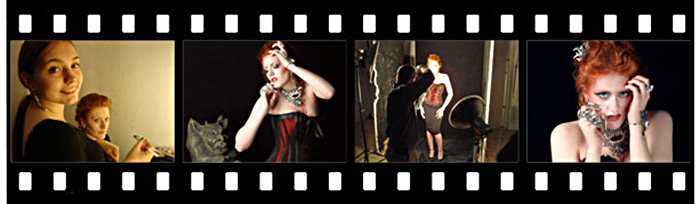 Une séance photo gothique sur le thème du Vampire avec une histoire Behind the Scenes et des images Backstage du photographe Alain Naim avec la modèle Absinthe Delirium mise en beauté par Jennifer Groet et des bijoux de A Mon Seul Desir boutique en 2012