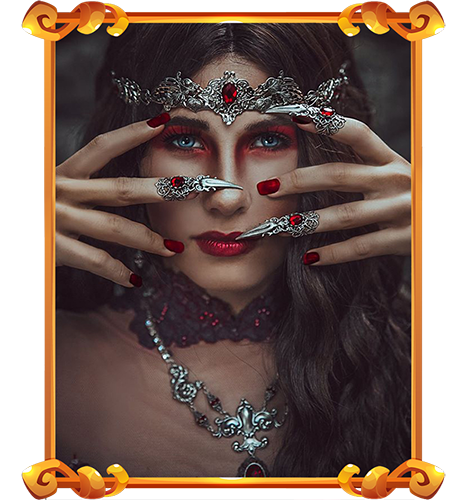 young woman with gothic jewelry