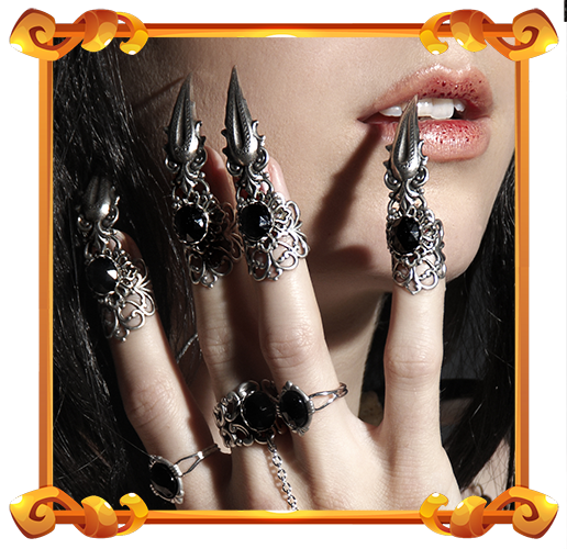 black goth claw rings