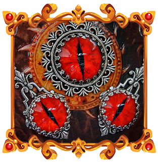 gothic inspired red eyes jewelry set