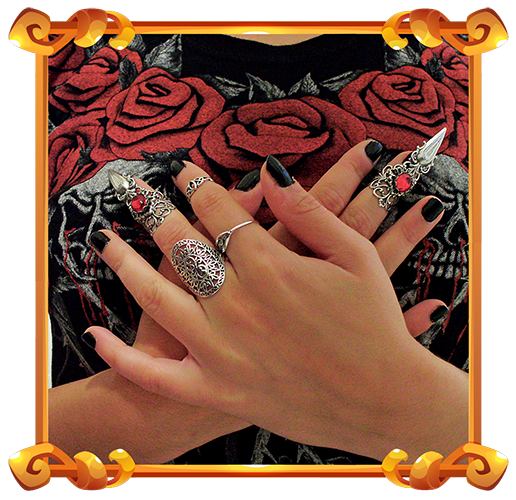 customer picture wearing goth rings