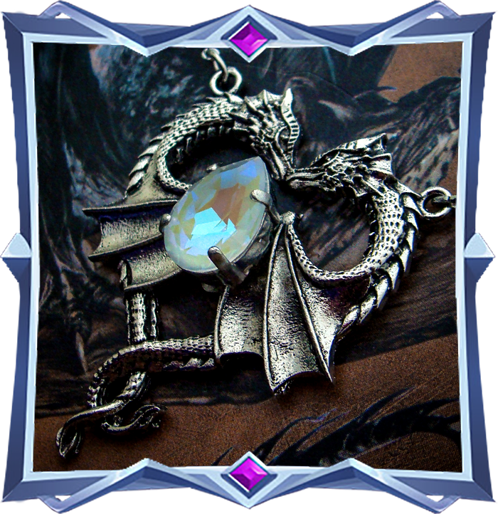 The crystal Dragon Heart necklace is available in our online shop