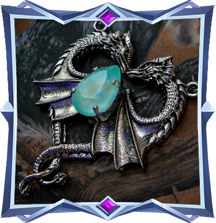 This freezing iceberg blue Dragon necklace is available in our online shop