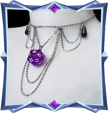 collier dé multiface violet pour les joueuses de JDR