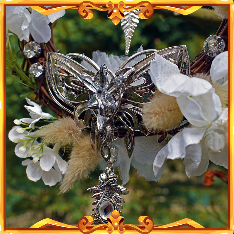 elven inspired wreath with crystal butterfly