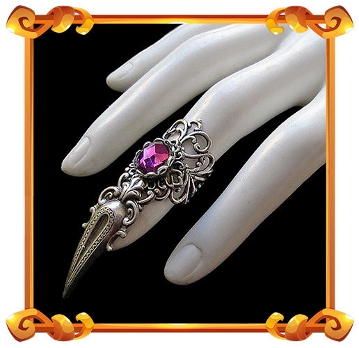 purple gothic claw ring