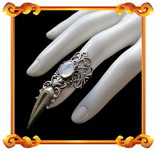 white opal gothic ring