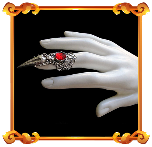 gothic ring in red color